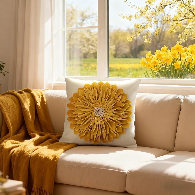 OiseauVoler 3D Sunflowers Handmade Throw Pillow Covers Decorative Pillowcases - Image 8