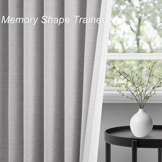 Topfinel Linen Gray Blackout Curtains 96 Inch Long, Boho Beige Gothic Viral - Image 4