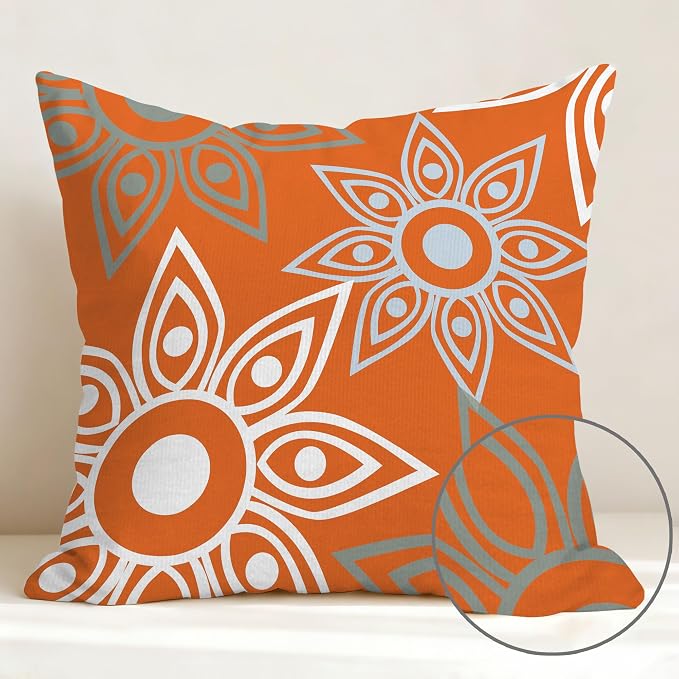 Hexagram Orange Geometric Pillow Covers 18x18 Set of 4, Decorative Outdoor - Image 6