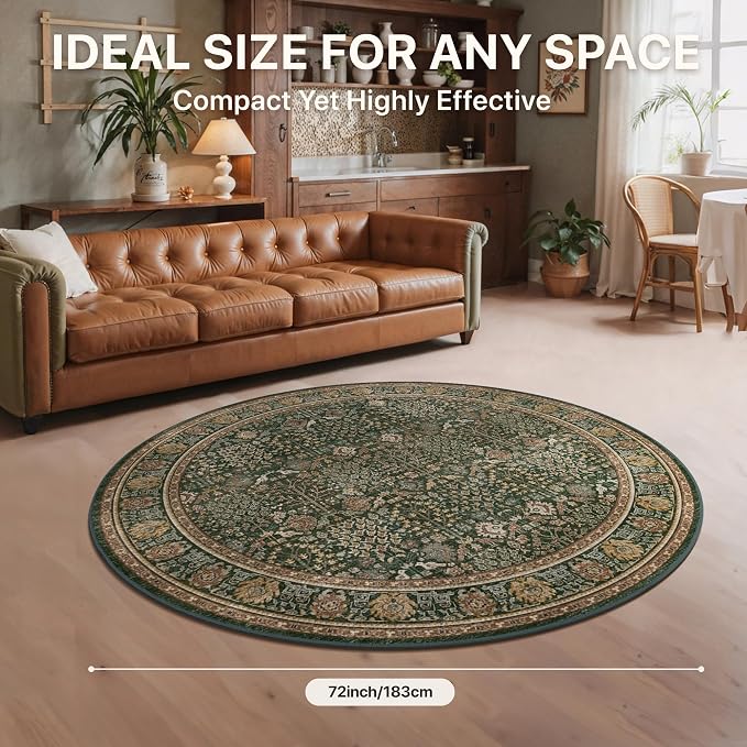 Bavni Round Rug 6ft-Machine Washable Area Rugs Non-Slip - Image 7