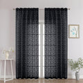 Chyhomenyc Black Sheer Curtains 90 Inch Length 2 Panels Set, Light Filtering by Chyhomenyc