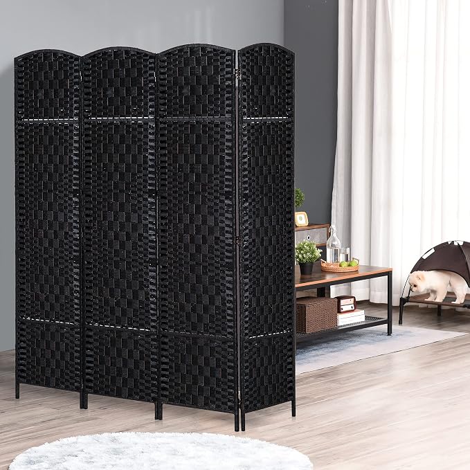 HOMCOM Room Divider 4 Panel, 6FT Tall Folding Privacy Screen, Freestanding - Image 2