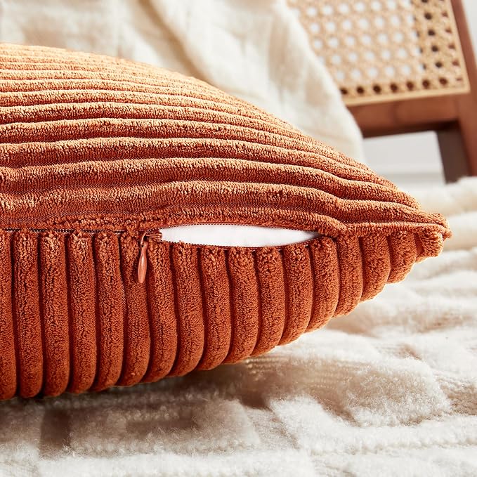 Fancy Homi Set of 2 Burnt Orange Lumbar Decorative Throw Pillow Covers 14x22 - Image 4