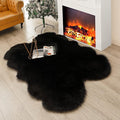 Fluffy Faux Fur Rug Black Sheepskin Area Rug, 4x6 Ft Ultra Soft Shaggy Plush Rug by CKLZSAY