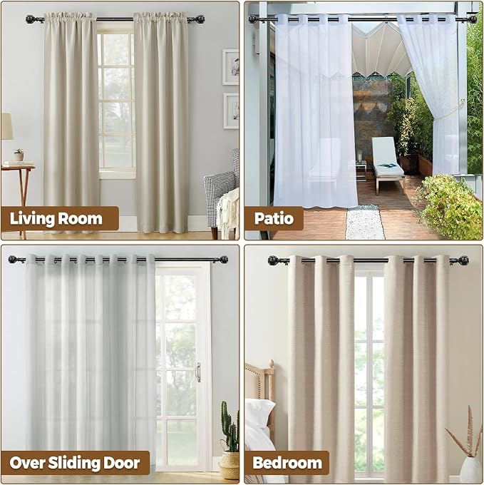 KAMANINA Curtain Rods for Windows 48 to 84 Inch, 7/8 Inch Single Decorative - Image 8