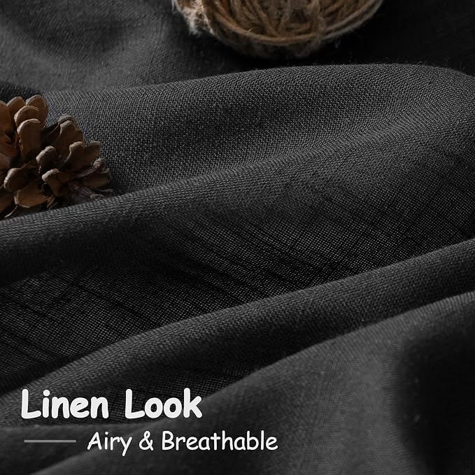 Nanspring Black 102 Inch Linen Curtains - Image 4