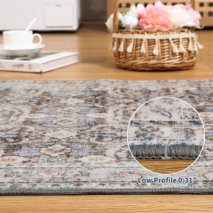 GarveeHome Vintage Floral Area Rug 8x10 Large Soft Washable Rugs - Image 7