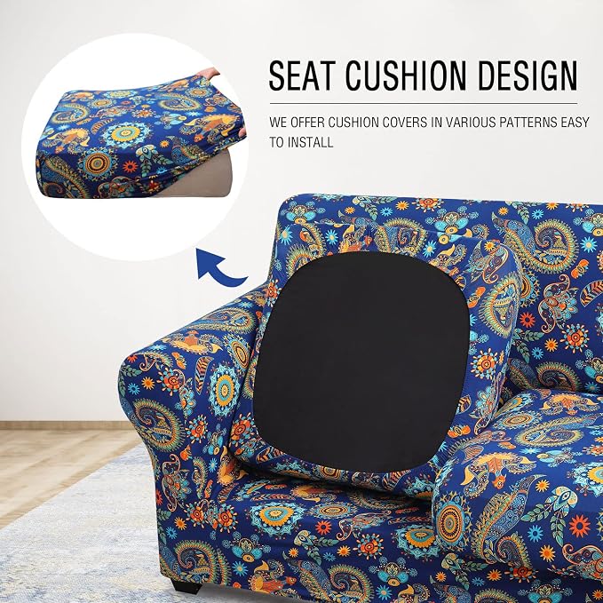 hyha Couch Cover, Floral Pattern, 4 Pieces, Sofa Slipcovers, - Image 2