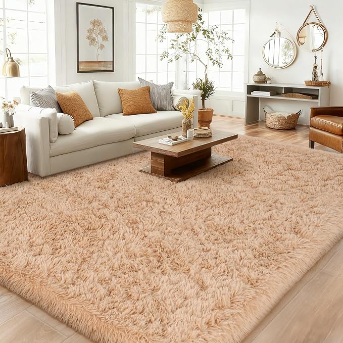 8x10 Area Rugs for Living Room Bedroom, Ultra Soft Fluffy Beige Large Rug - Image 5