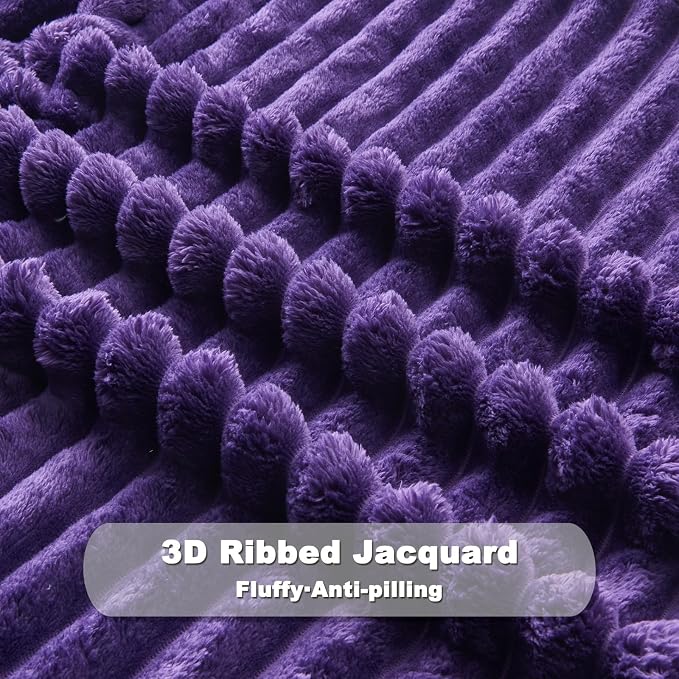 NEWCOSPLAY Super Soft King Blanket Purple Premium Silky Flannel Fleece 3D - Image 5