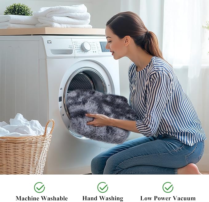KICHOWUA 6x9 Dark Grey Fluffy Shag Rug - Image 5