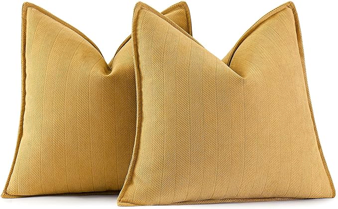 MIULEE Pack of 2 Gold Decorative Pillow Covers 18x18 Inch Soft Chenille by MIULEE