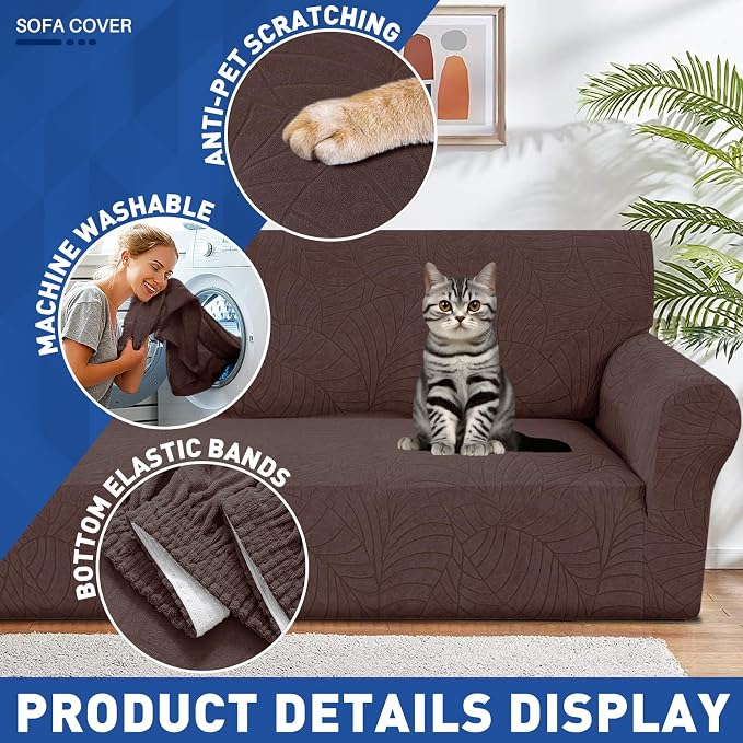 YEMYHOM Couch Cover Latest Jacquard Design High Stretch Extra Large Sofa Covers - Image 4