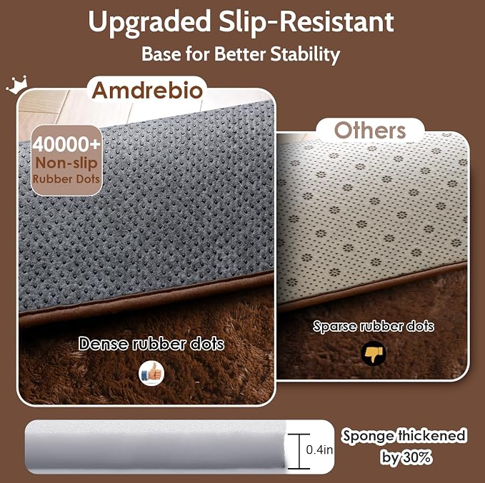 Amdrebio Dark Brown Area Rugs for Bedroom Living Room, Fluffy Shaggy Plush 4x6 - Image 5