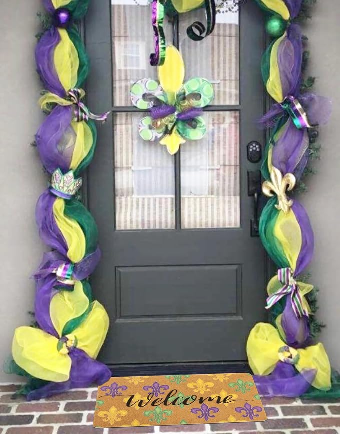 FGSS Mardi-Gras Fleur-De-Lis Welcome-Doormat Outdoor-Entrance - Image 6