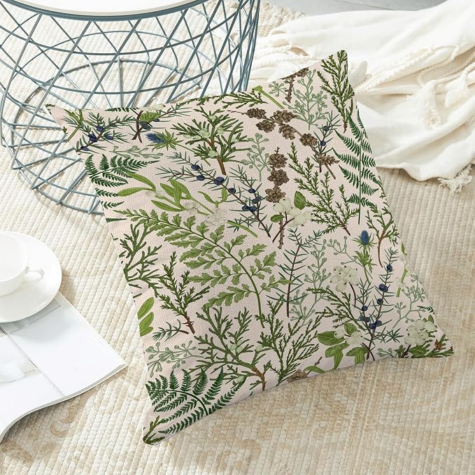 AEIOAE Spring Pillow Covers 24x24 Inch Set of 2, Vintage Sage Green Wild Flower - Image 4