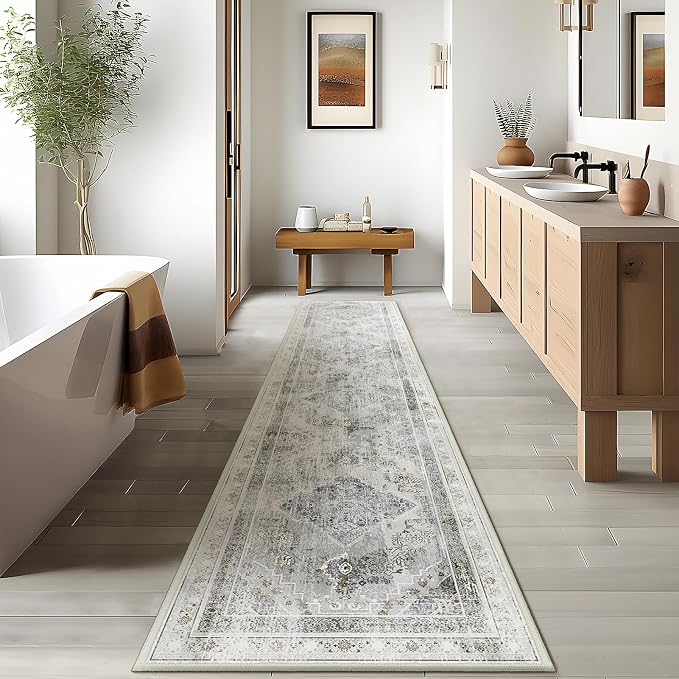 Phantoscope Washable Runner Rug 2'x10' Non-Slip, Vintage Neutral Hallway Rugs - Image 5