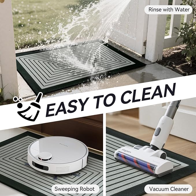 Front Door Mat 31''x47'', Absorbent Dirt Resist Washable Non Slip Low-Profile - Image 4