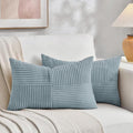 Fancy Homi Set of 2 Light Blue Long Lumbar Decorative Throw Pillow Covers 12x24 by Fancy+Homi