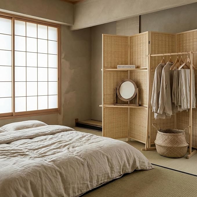Bluecat 4 Panel Bamboo Room Divider - Image 8