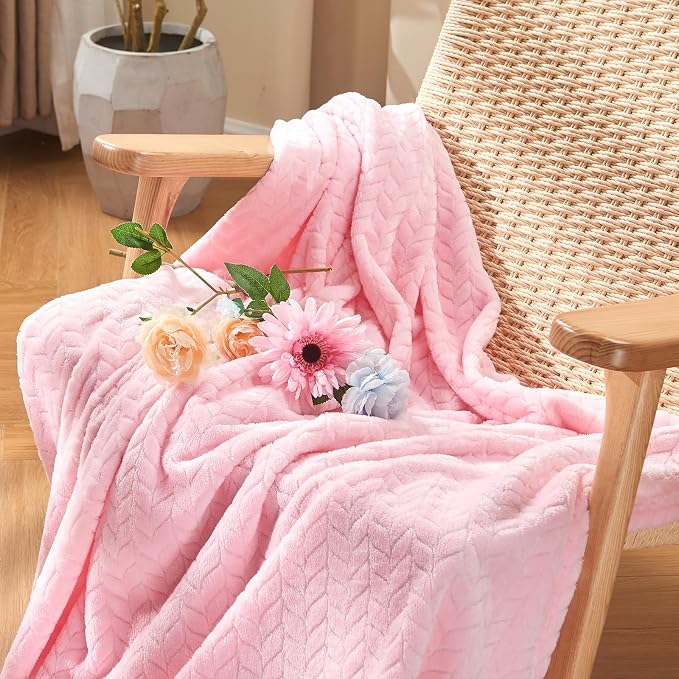 inhand Pink Fleece Twin Blanket, Super Soft Flannel Cozy Blankets - Image 2
