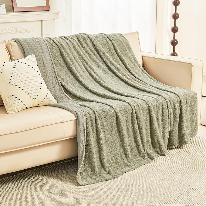 EMME Muslin and Fleece Queen Blanket Reversible - Image 4