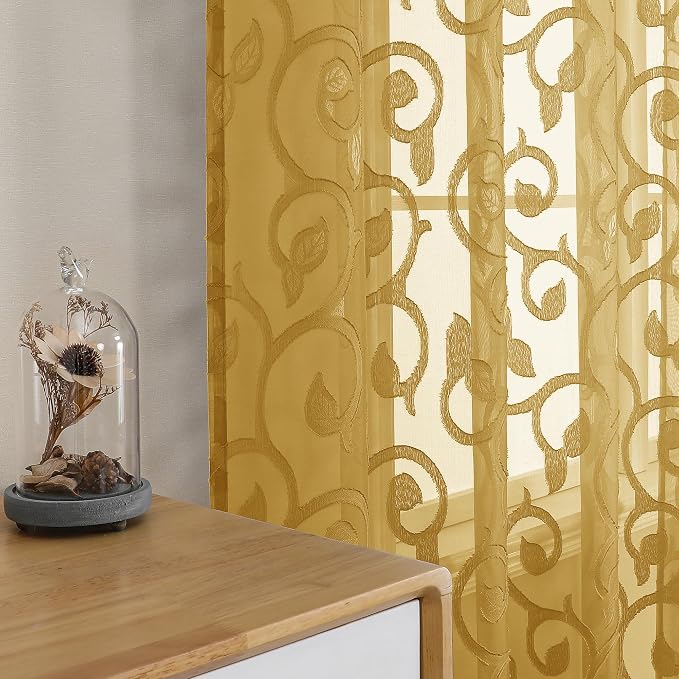 OWENIE Furman Gold Sheer Curtains 84 inches Long - Image 7