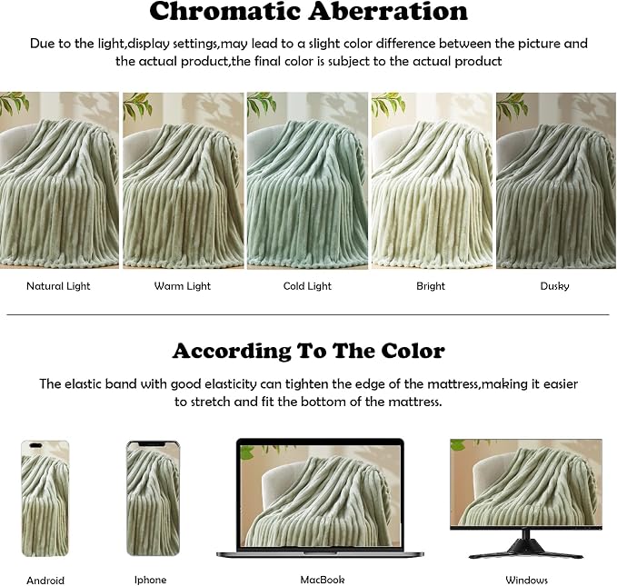 NEWCOSPLAY Super Soft Twin Blanket Sage Green Premium Silky Flannel Fleece 3D - Image 6