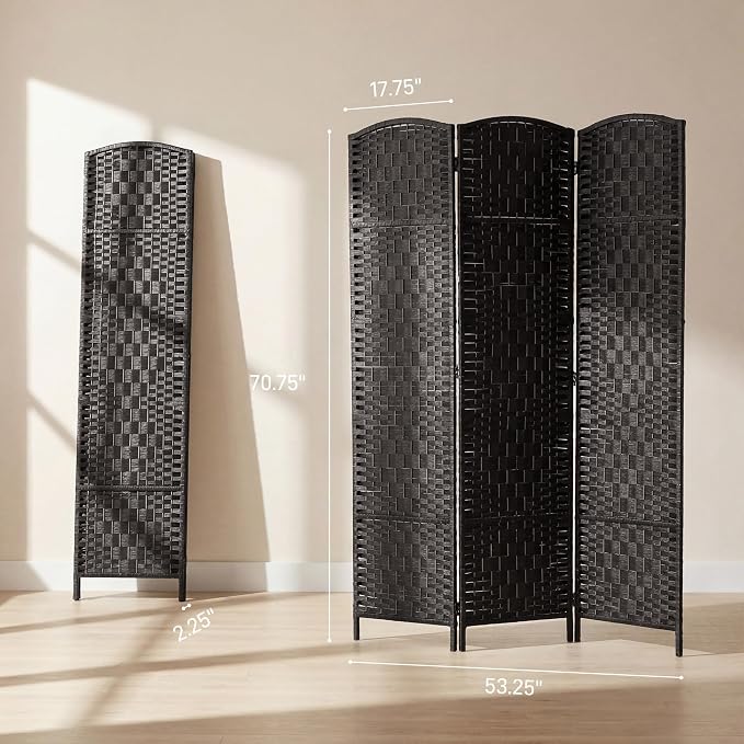 HOMCOM Room Divider, 3 Panel Folding Privacy Screen, 6FT Tall Portable Wicker - Image 7