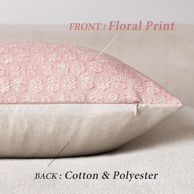 Foindtower Set of 2 Decorative Vintage Floral Print Throw Pillow Covers Neutral - Image 2