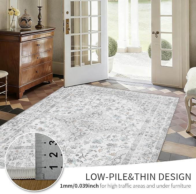 Area Rugs 5x7, Washable Grey Rugs - Image 7
