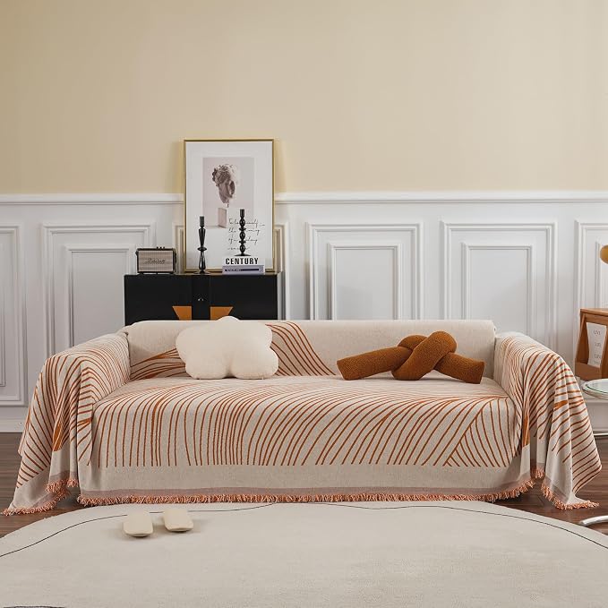 VClife Couch Cover Soft Chenille Sofa Cover Modern Minimalist Creamy Beige - Image 7