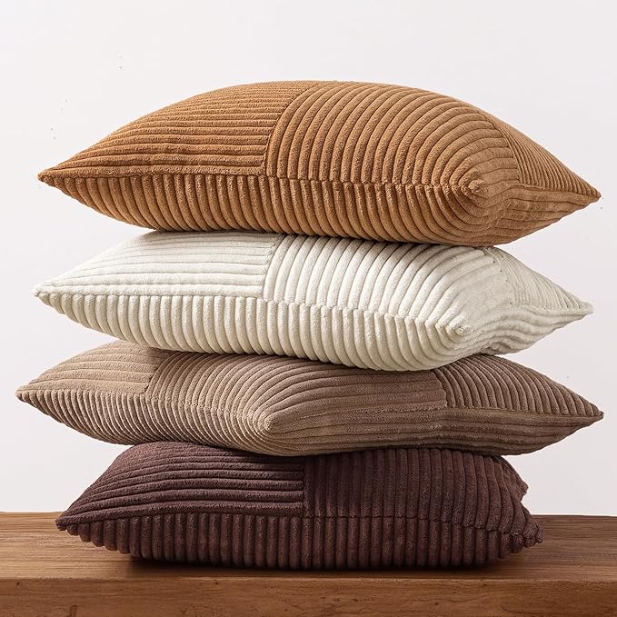 MIULEE Brown Throw Pillow Covers 16x16 Inch Set of 4 Boho Farmhouse Cushion - Image 5