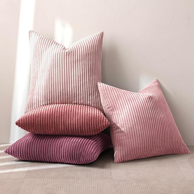MIULEE Pack of 4 Purple Pink Valentines Corduroy Decorative Throw Pillow Covers - Image 7