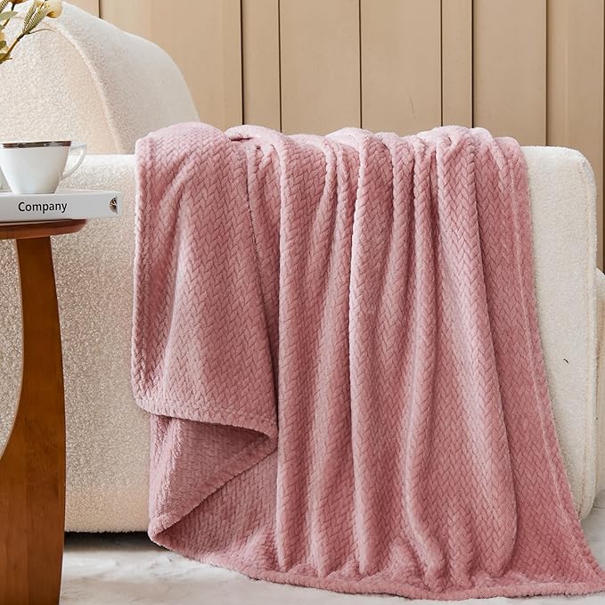 NEWCOSPLAY Super Soft Twin Blanket Dusty Pink Premium Silky Flannel Fleece - Image 2