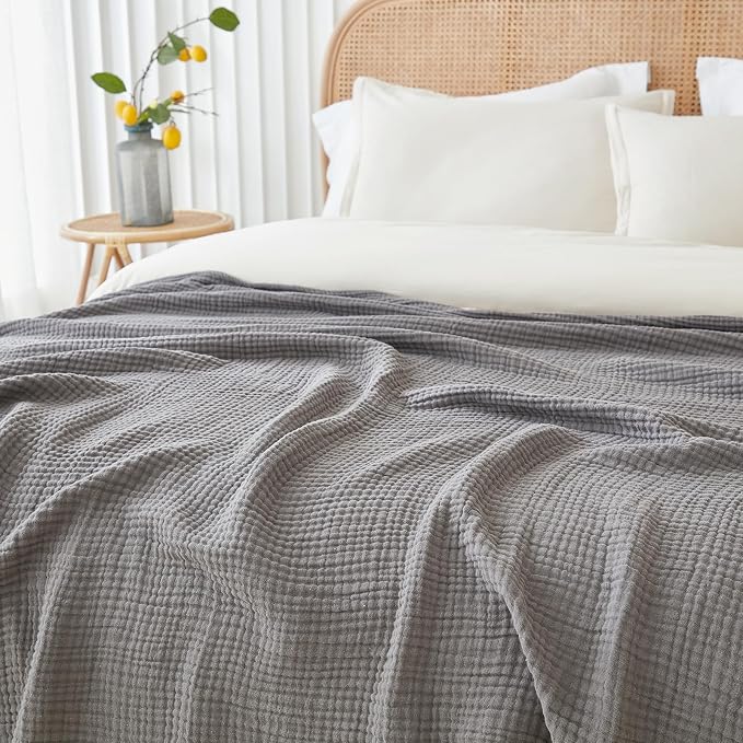EMME Cotton Blanket Twin XL for Bed Soft Muslin Blankets 66"x90" Lightweight - Image 6
