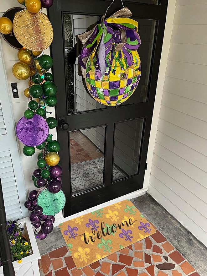 FGSS Mardi-Gras Fleur-De-Lis Welcome-Doormat Outdoor-Entrance - Image 5