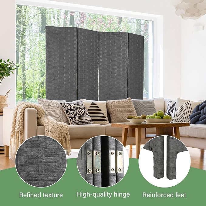 Room Divider Wood Screen Wood Mesh Woven Design Room Screen Divider Folding - Image 4