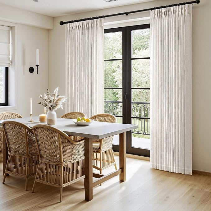MIULEE Extra Wide 60 Inch Width Pinch Pleated Thick Linen Curtains 96 Inches - Image 3