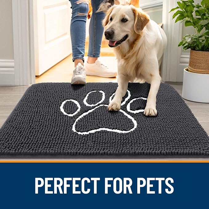 OLANLY Dog Door Mat for Muddy Paws 70x46, Paw Print Design, Absorbs Moisture - Image 6