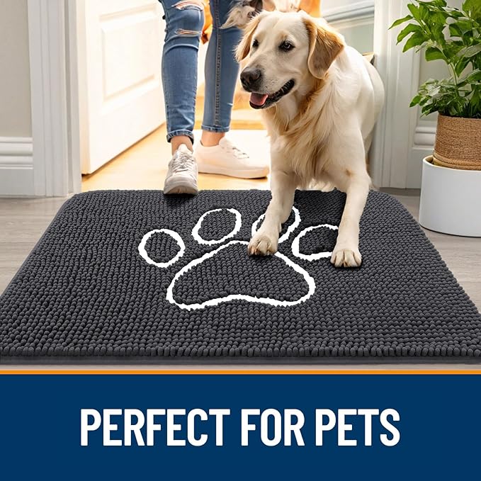 OLANLY Dog Door Mat for Muddy Paws 30x20, Paw Print Design, Absorbs Moisture - Image 6
