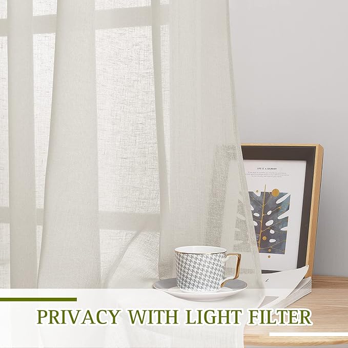NICETOWN Linen Sheer Curtains 90 inch Length - Image 2