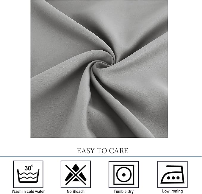 Diraysid Light Grey Grommet Blackout Curtains - Image 6