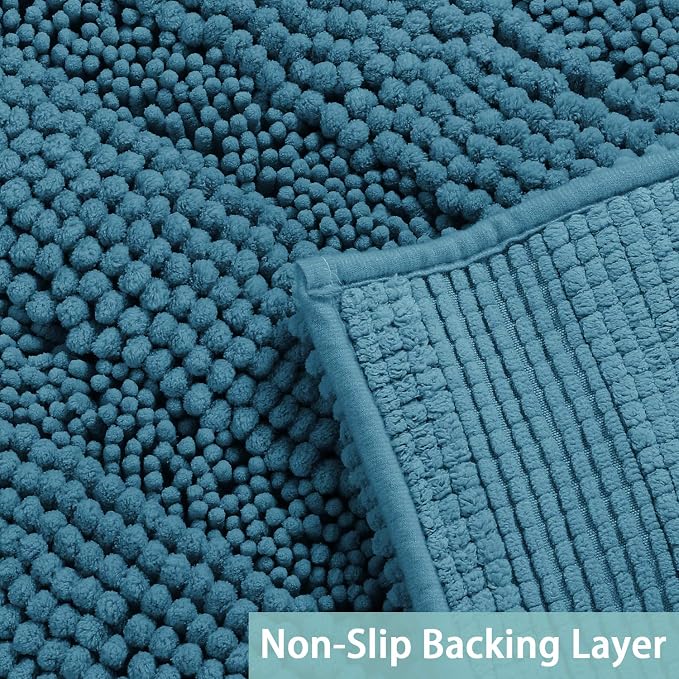 Turquoize Chenille Bathroom Rugs Set - Image 4