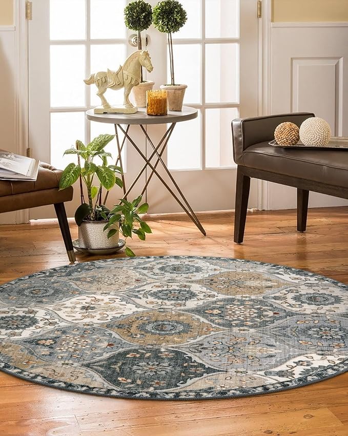 Lahome Moroccan Trellis Washable Round Rugs, Non-Slip Soft Round Rug 4ft - Image 5