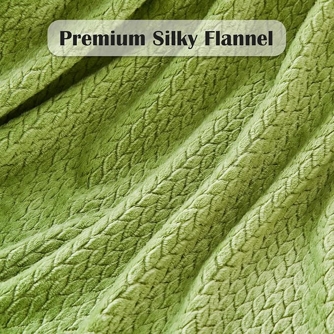 NEWCOSPLAY Super Soft Throw Blanket Green Premium Silky Flannel Fleece Leaves - Image 5