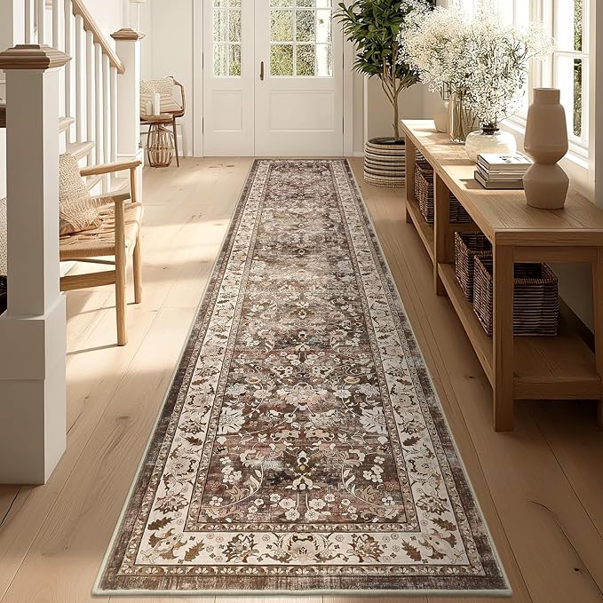 LOKHOM Washable Runner Rug, 2x10 Non-Slip Vintage Farmhouse Hallway Runner Rug by LOKHOM