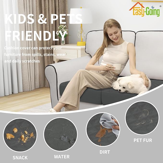 Easy-Going Waterproof Couch Cushion Covers, Non-Slip Leakproof Sofa Seat - Image 5