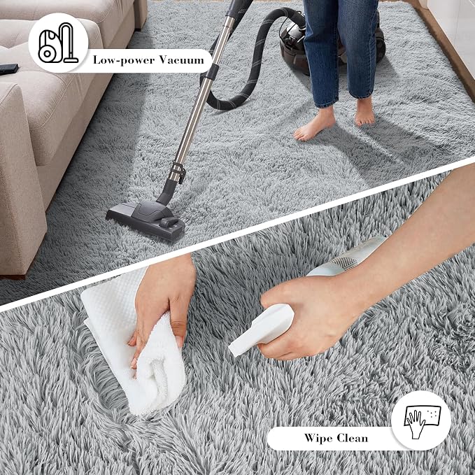 Fluffy Rug Shaggy Area Rug, Light Grey 3x5 Area Rugs - Image 7