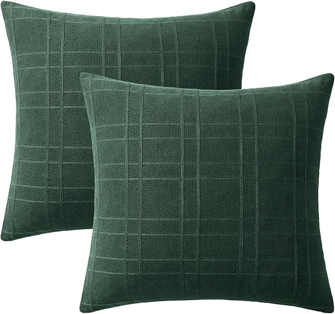 MIULEE Decorative Linen Check Euro Shams Throw Pillow Covers Neutral Farmhouse - Image 8